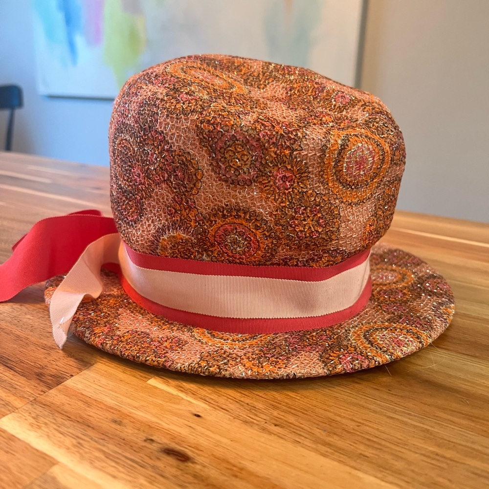 Susan-Frank Original Pink Woven Church Derby Funeral Costume Hat 20”